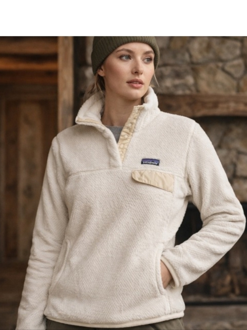 Patagonia Re-Tool Snap-T Fleece Pullover  In Ivory sz M